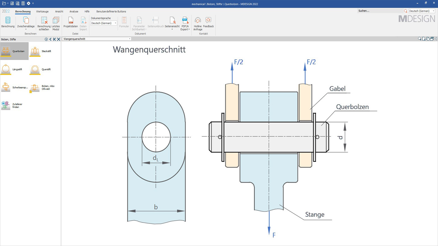 MDESIGN bolt – Berechnung des Wangenquerschnitts in Schraubenverbindungen zur Lastverteilung